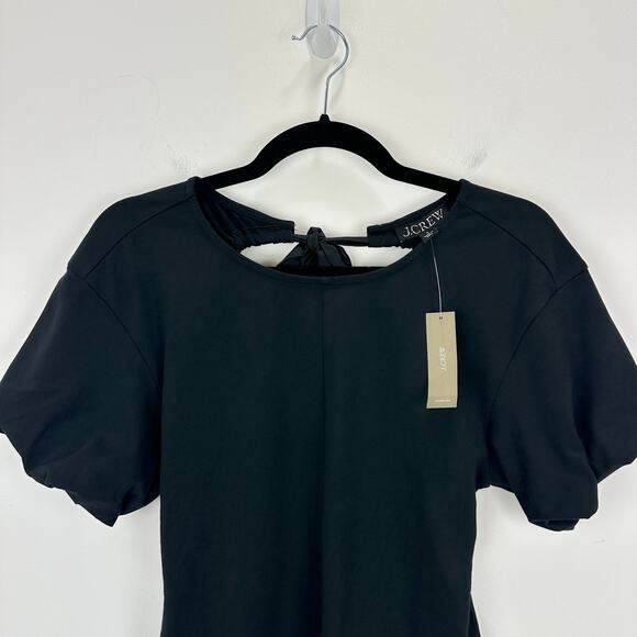 J.Crew Open Back Puff Sleeve Top Stretch Cotton Satin Bow Preppy XS NWT - Picture 6 of 13